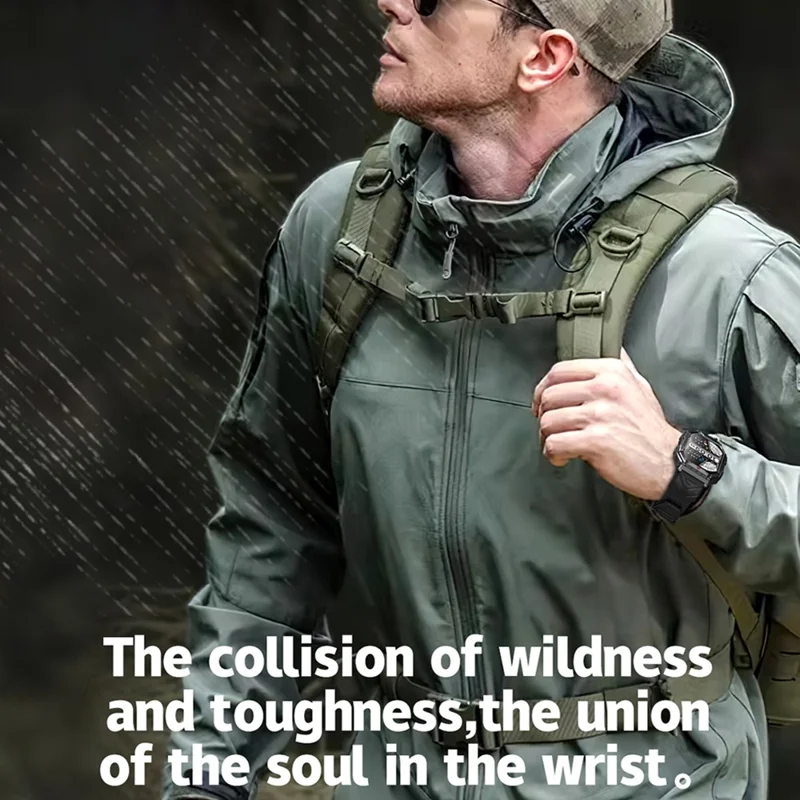 KR82 vattentät herrarmband med ficklampa 2,1 tum skärm smartklocka för utomhusbruk - Svart