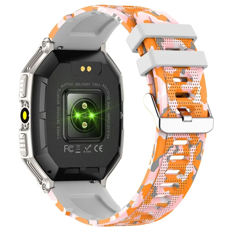 KR82 Waterproof Men's Wrist Bracelet Flashlight 2.1-Inch Screen Smart Watch for Outdoors - Orange+White
