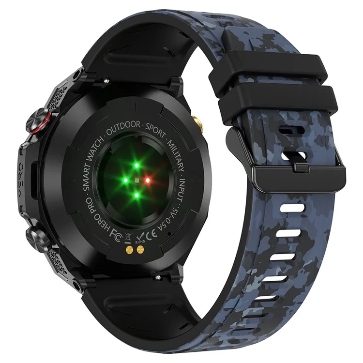 KC82 Höhenmesser Luftdruckkompass Funktion Herren Smart Watch Wasserdicht Bluetooth Anruf GPS Outdoor-Sportwatch - Schwarzer Tarnmuster 