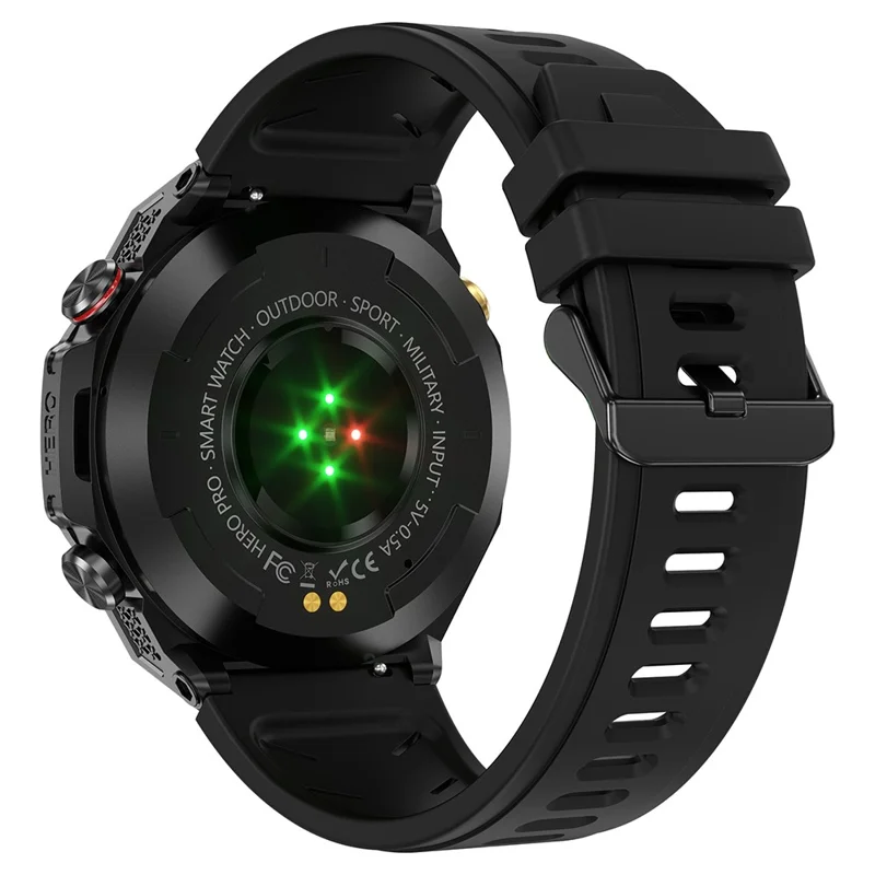 KC82 Altitude Air Pressure Compass Function Men Smart Watch Waterproof Bluetooth-compatible Call GPS Outdoor Sports Watch - Black