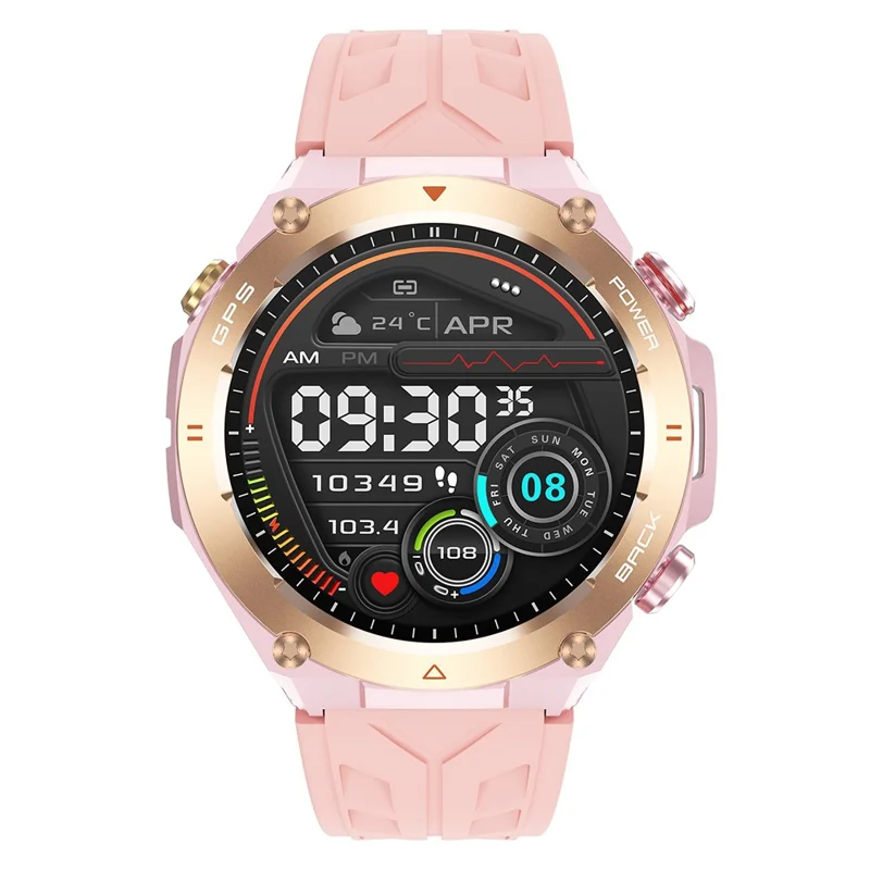 KC82 Altitude Air Pressure Compass Function Men Smart Watch Waterproof Bluetooth-compatible Call GPS Outdoor Sports Watch - Pink