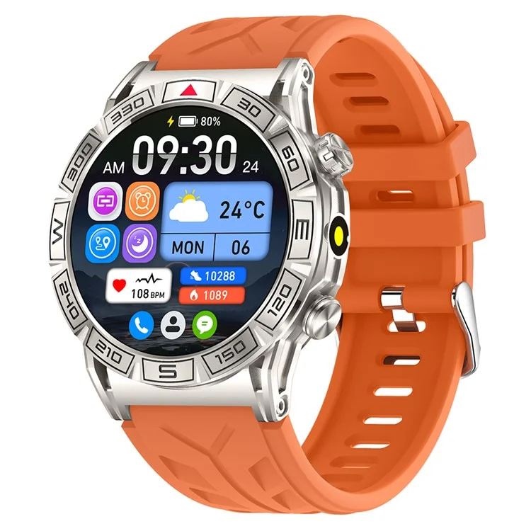 KC80 1.43" Waterproof Smart Watch Call Altitude Air Pressure Compass Heart Rate Sports Tracker - Orange