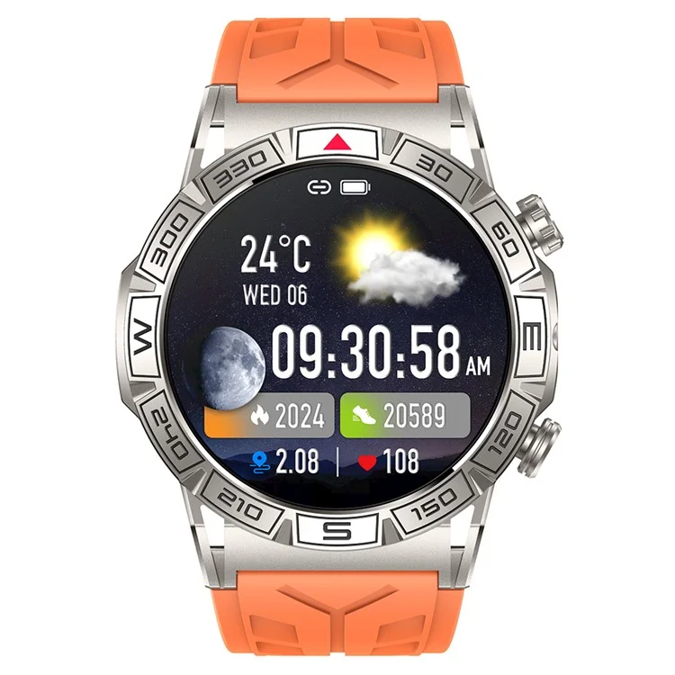 KC80 1.43" Waterproof Smart Watch Call Altitude Air Pressure Compass Heart Rate Sports Tracker - Orange