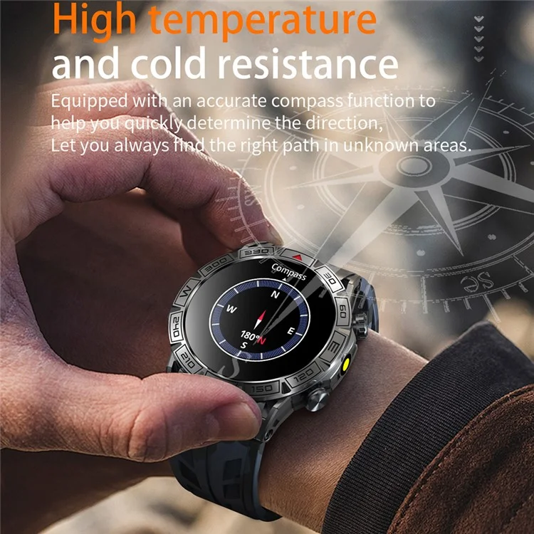 KC80 1.43" Waterproof Smart Watch Call Altitude Air Pressure Compass Heart Rate Sports Tracker - Orange