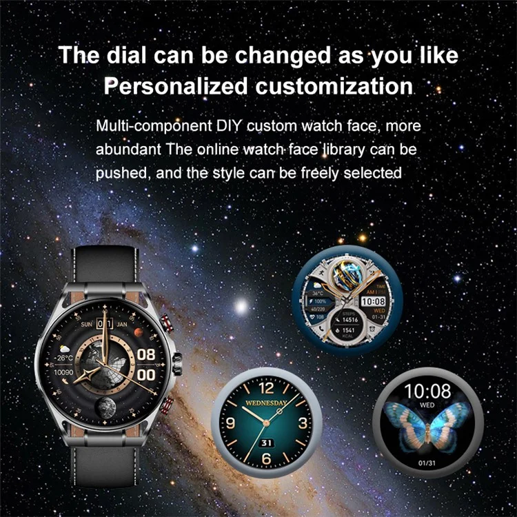 HEYPLUS GTR Bluetooth-compatible Call Smart Watch 1.6 Inch AMOLED Round Screen Fitness Tracker - Black