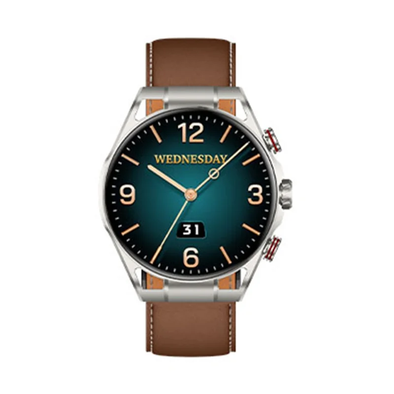 HEYPLUS GTR Bluetooth-compatible Call Smart Watch 1.6 Inch AMOLED Round Screen Fitness Tracker - Brown