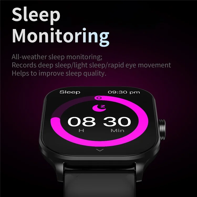 Reloj inteligente de pantalla cuadrada de 2.1 pulgadas CY900 con monitor de salud Bluetooth, llamadas, fitness (aplicación: CO FIT) - Negro