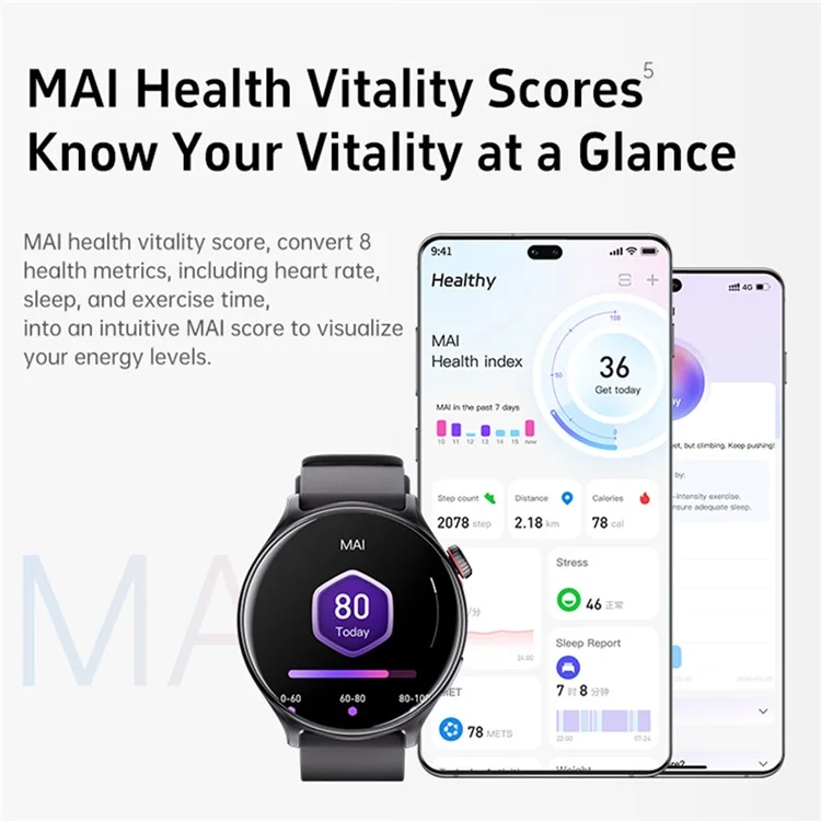 GTR2 1.46-inch Bluetooth-compatible Calling Sport Watch Multi-sport Mode Smart Watch Heart Rate Sleep Monitoring - Black