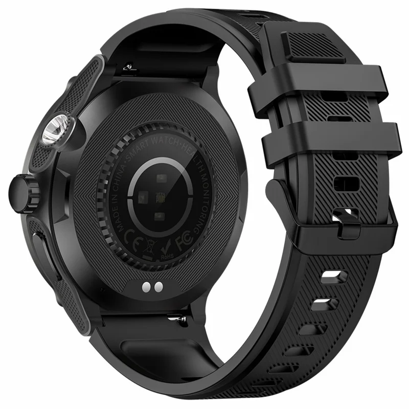 KT76 3ATM Waterproof Health Monitor 1.53-inch Bluetooth-compatible Smart Watch with Flashlight - Black