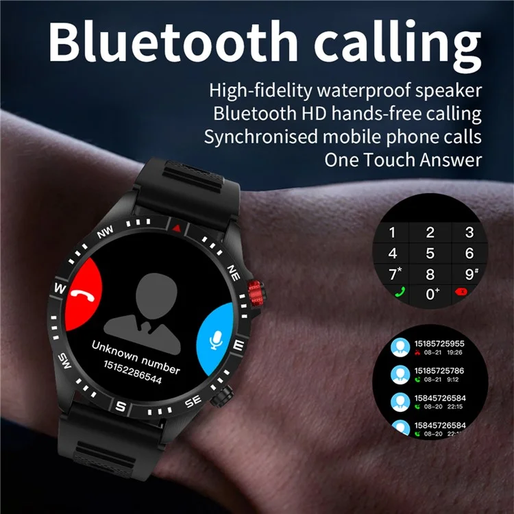CY800 1.6-inch Bluetooth-compatible Calling Sport Watch Waterproof Smart Watch Heart Rate Sleep Monitoring - Black