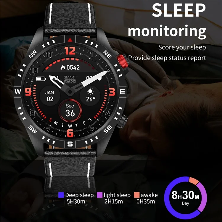 CY800 1.6-inch Bluetooth-compatible Calling Sport Watch Waterproof Smart Watch Heart Rate Sleep Monitoring - Black