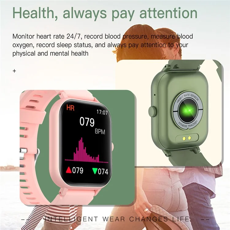 TB62D 1,83-Zoll-Bildschirm-Uhr Schlafmonitor Armband Wasserdicht Smart Band - Schwarz