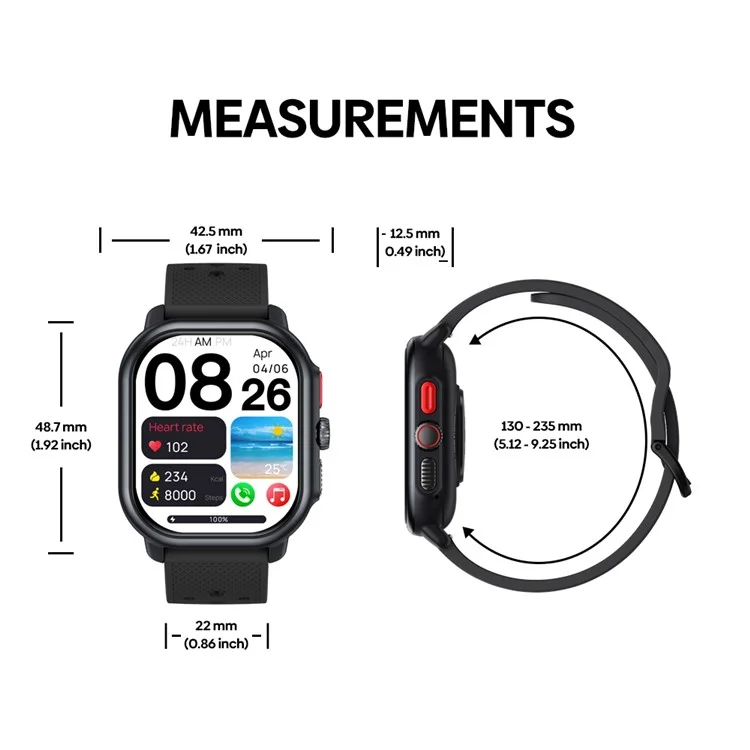 Zeblaze Beyond 3 Pro 2,15 Pouces à Écran Carré AMOLED Bluetooth Call Health Monitor Smart Watch - Noir