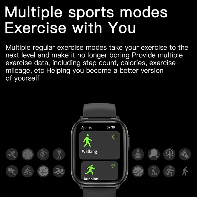 Monitor de Frequência Cardíaca 2 em 1 X9 1,85 Polegadas Smartwatch Rastreador de Esportes com Fones de Ouvido TWS - Preto