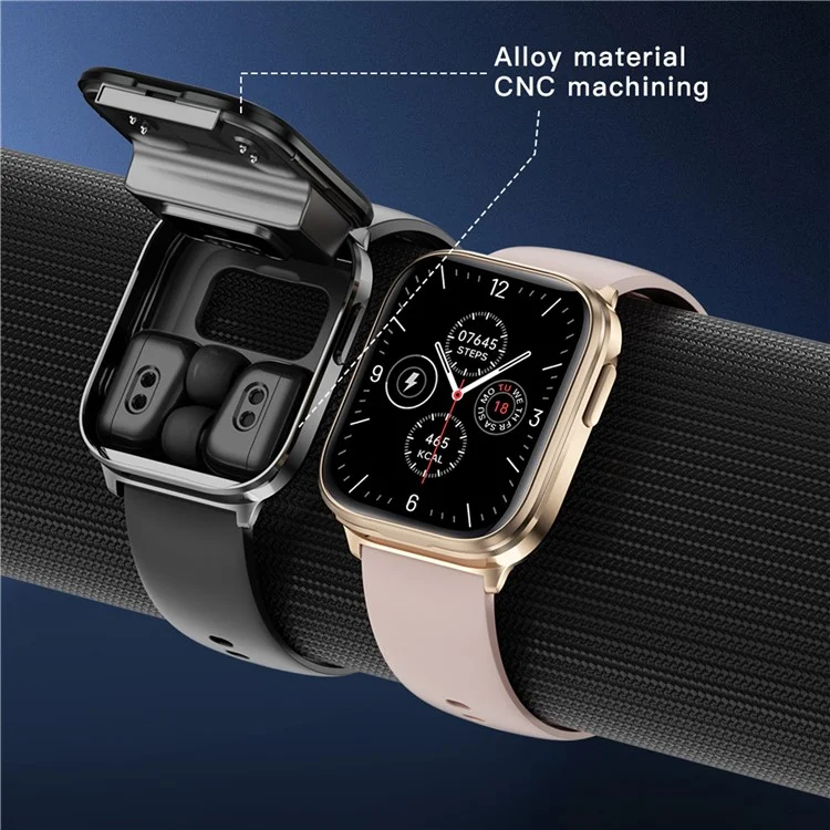 X9 2-in-1 Heart Rate Monitor 1.85 Inch Sports Tracker Smart Watch with TWS Earbuds - Pink