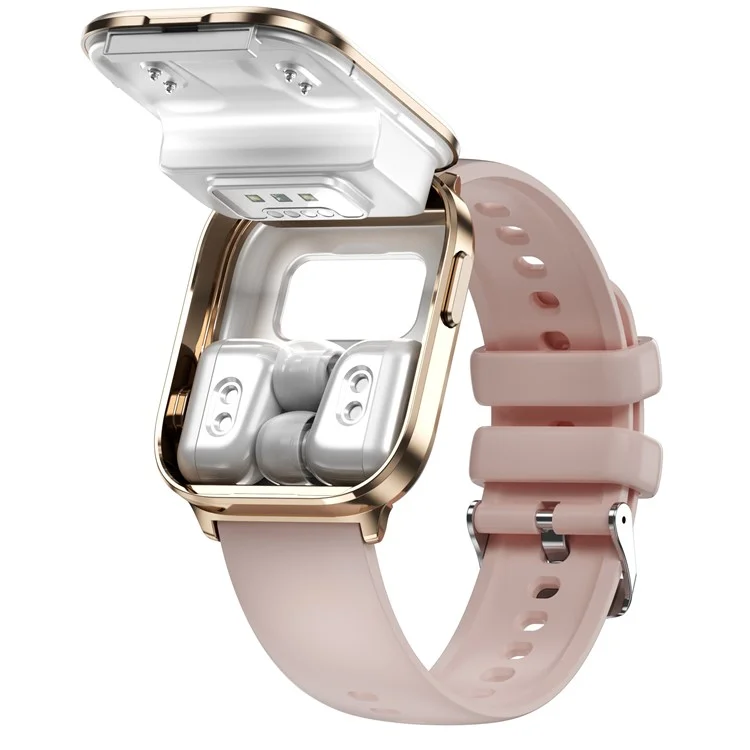X9 2-in-1 Heart Rate Monitor 1.85 Inch Sports Tracker Smart Watch with TWS Earbuds - Pink