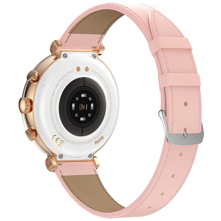 TK28 Women ECG Bluetooth-compatible Call Heart Rate Temperature Monitor Smart Watch, Leather Strap (CE Certified) - Gold