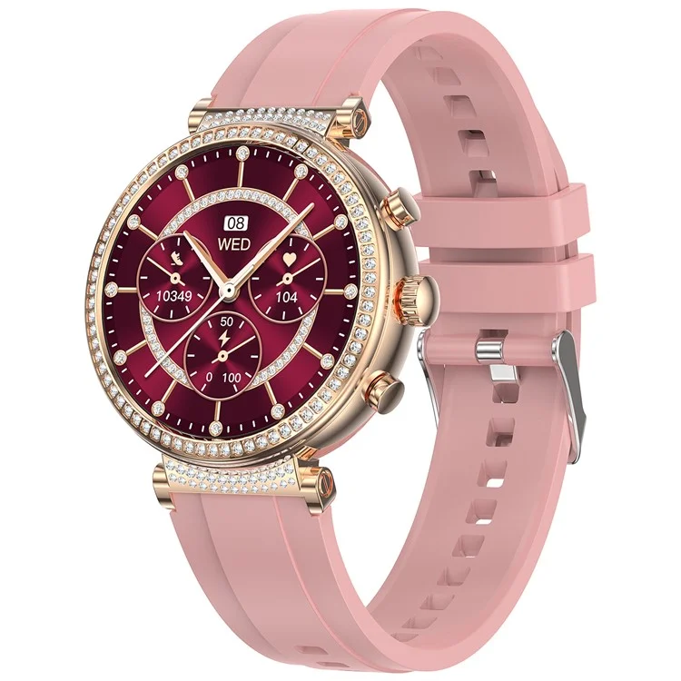 TK28 Women ECG Bluetooth-compatible Call Watch Body Temperature Health Monitor Smart Watch, Silicone Strap (CE Certified) - Gold