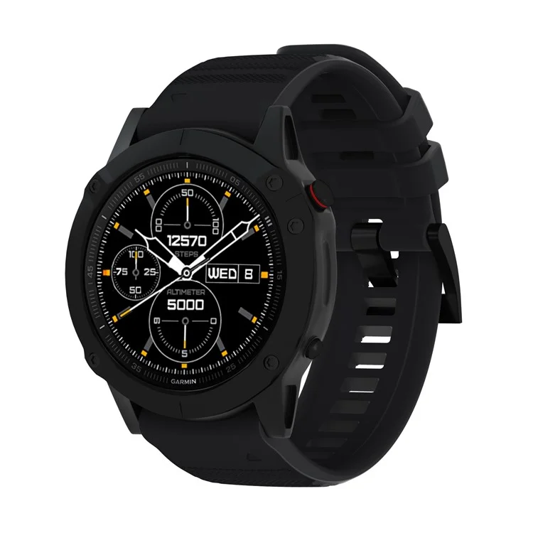 Для Garmin Fenix ​​7/6 Sapphire GPS/6 Pro GPS/6 GPS/5 Plus/5 Силиконовая Смарт -часовая Полоса Регулируемая Запястье Ремешок Для Запястья - Черный