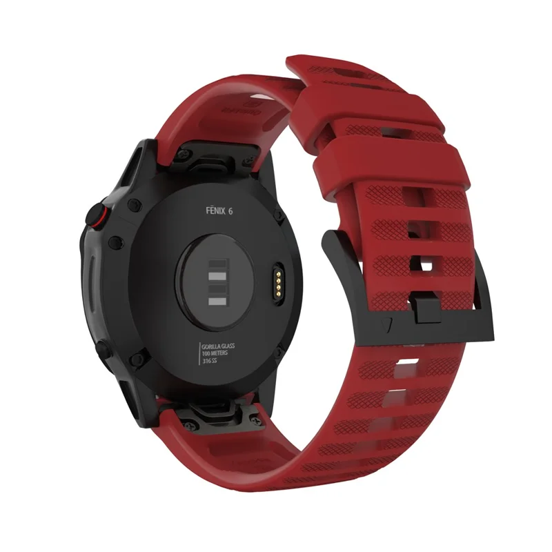 For Garmin Fenix 7/6 Sapphire GPS/6 Pro GPS/6 GPS/5 Plus/5 Silicone Smart Watch Band Adjustable Wrist Strap - Red
