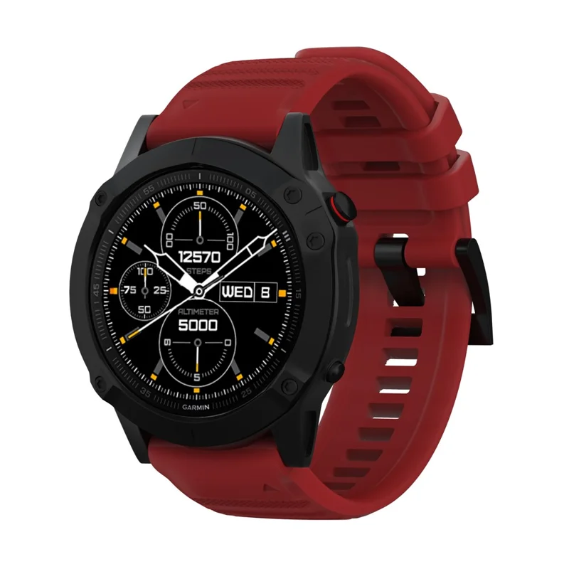 For Garmin Fenix 7/6 Sapphire GPS/6 Pro GPS/6 GPS/5 Plus/5 Silicone Smart Watch Band Adjustable Wrist Strap - Red
