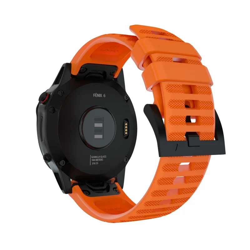 For Garmin Fenix 7/6 Sapphire GPS/6 Pro GPS/6 GPS/5 Plus/5 Silicone Smart Watch Band Adjustable Wrist Strap - Orange