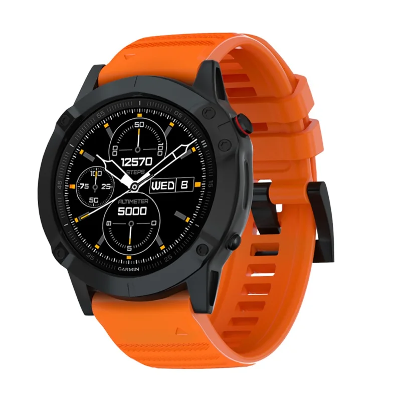 For Garmin Fenix 7/6 Sapphire GPS/6 Pro GPS/6 GPS/5 Plus/5 Silicone Smart Watch Band Adjustable Wrist Strap - Orange