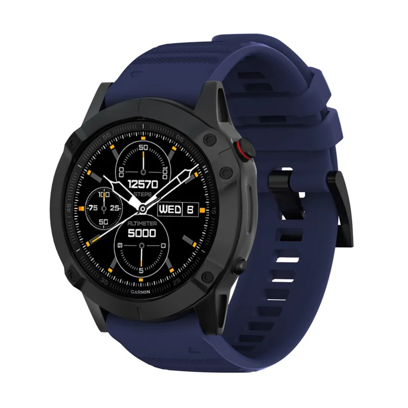 For Garmin Fenix 7/6 Sapphire GPS/6 Pro GPS/6 GPS/5 Plus/5 Silicone Smart Watch Band Adjustable Wrist Strap - Dark Blue