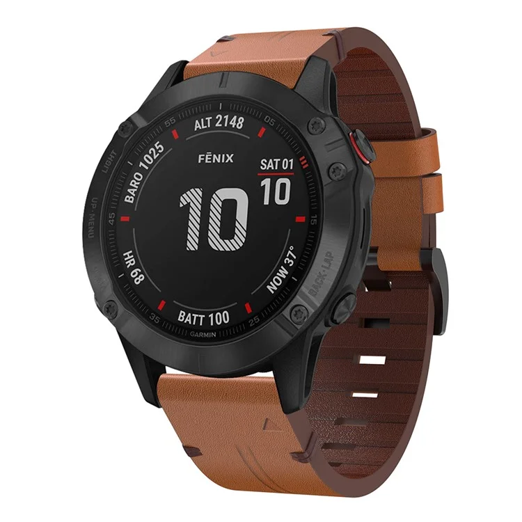 Pour Garmin Fenix ​​6 / Amazfit Falcon Leather Smart Watch Band Pin Boucle Bouteau Bandle de Poignet - Brun