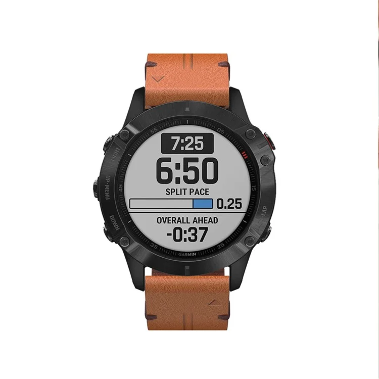 Für Garmin Fenix ​​6 / Amazfit Falcon Leder Smart Watch Band Pin Schnalle Handgelenksgurt Ersatz - Braun