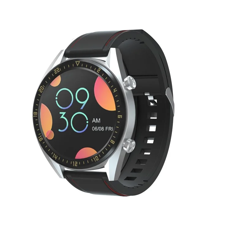22mm Vera Cinturino in Pelle con Rivestimento in Silicone con Fibbia d'Argento per Huawei Watch GT - Nero
