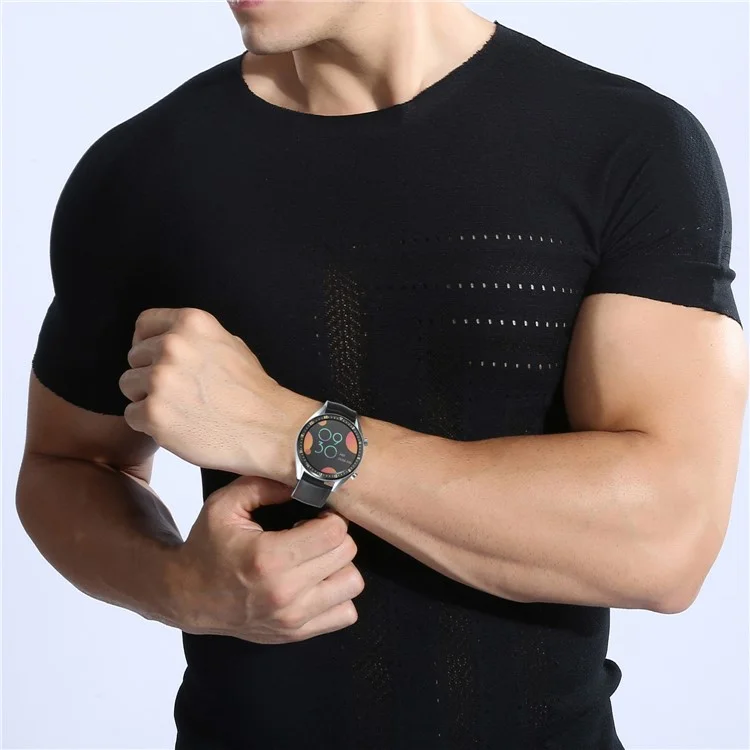22mm Vera Cinturino in Pelle con Rivestimento in Silicone con Fibbia d'Argento per Huawei Watch GT - Nero