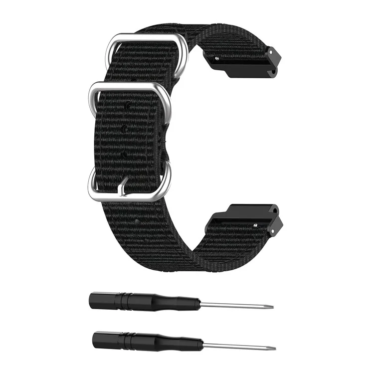 Para Garmin Forerunner 220 230 235 630 620 735 Nylon Canvas Watch Band Replacement Strap with Metal Buckle - Black
