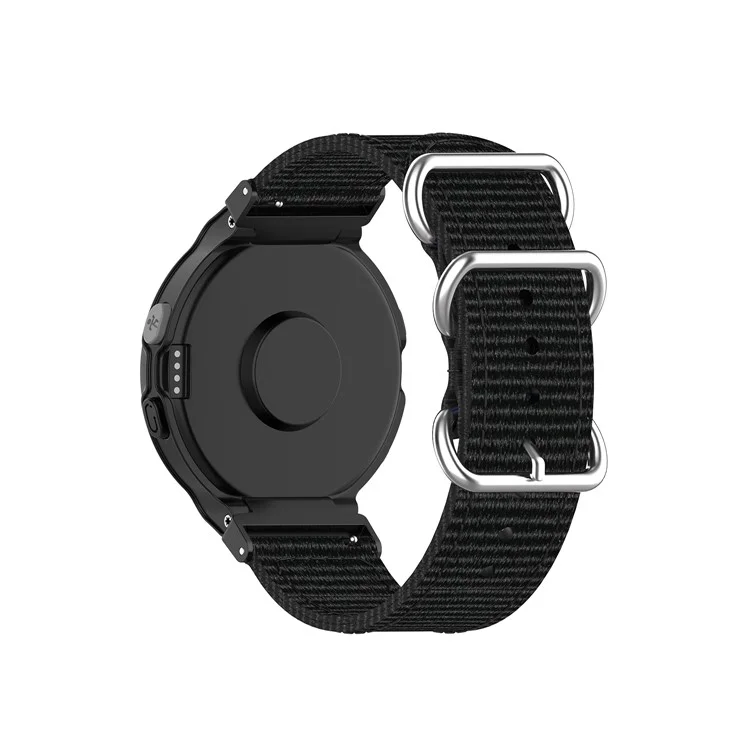 Pour Garmin Forerunner 220 230 235 630 620 735 Sangle De Remplacement De Bande De Montre En Toile En Nylon Avec Boucle En Métal - Noir