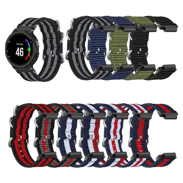 Para Garmin Forerunner 220 230 235 630 620 735 Nylon Canvas Watch Band Replacement Strap with Metal Buckle - Black