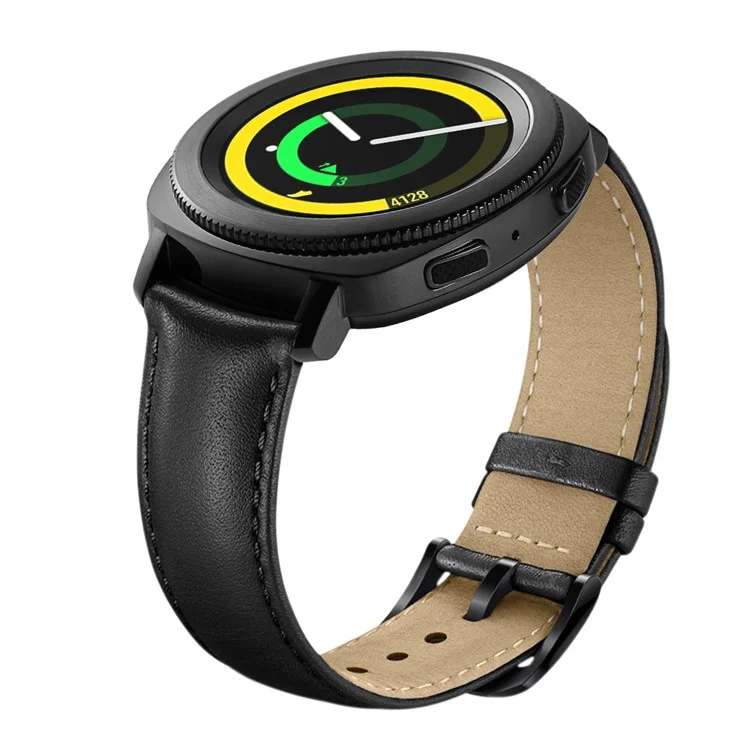 Für Samsung Galaxy Watch4 Classic 46mm 42 Mm/galaxy Watch4 44 mm 40 Mm/ausrüstung Sport (S4) 20mm Cowide Leder -uhrenband - Schwarz