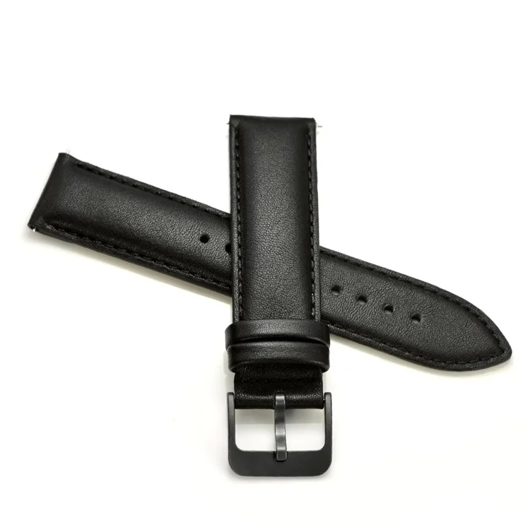For Samsung Galaxy Watch4 Classic 46mm 42mm/Galaxy Watch4 44mm 40mm/Gear Sport (S4) 20mm Cowhide Leather Watch Band - Black