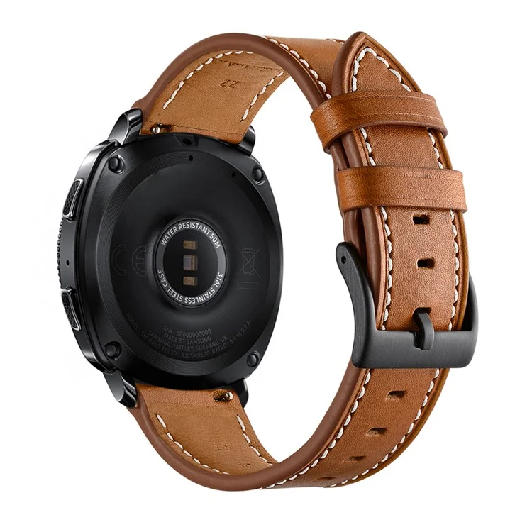 Для Samsung Galaxy Watch4 Classic 46mm 42mm/Galaxy Watch4 44mm 40mm/Gear Sport Cowhide Leather 20mm Watch Band - Brown