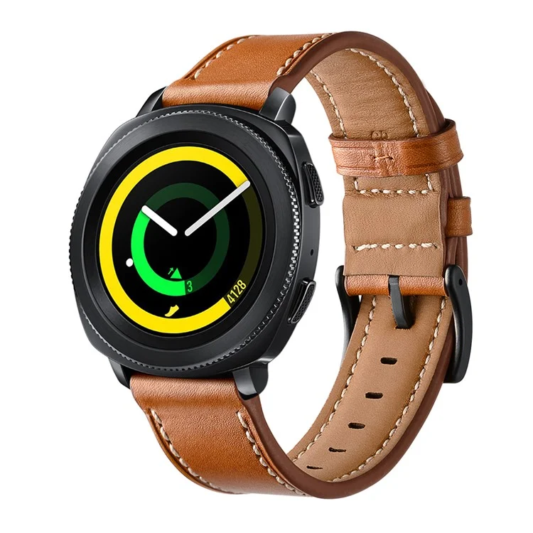 Для Samsung Galaxy Watch4 Classic 46mm 42mm/Galaxy Watch4 44mm 40mm/Gear Sport Cowhide Leather 20mm Watch Band - Brown