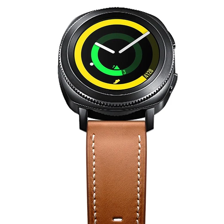 Для Samsung Galaxy Watch4 Classic 46mm 42mm/Galaxy Watch4 44mm 40mm/Gear Sport Cowhide Leather 20mm Watch Band - Brown
