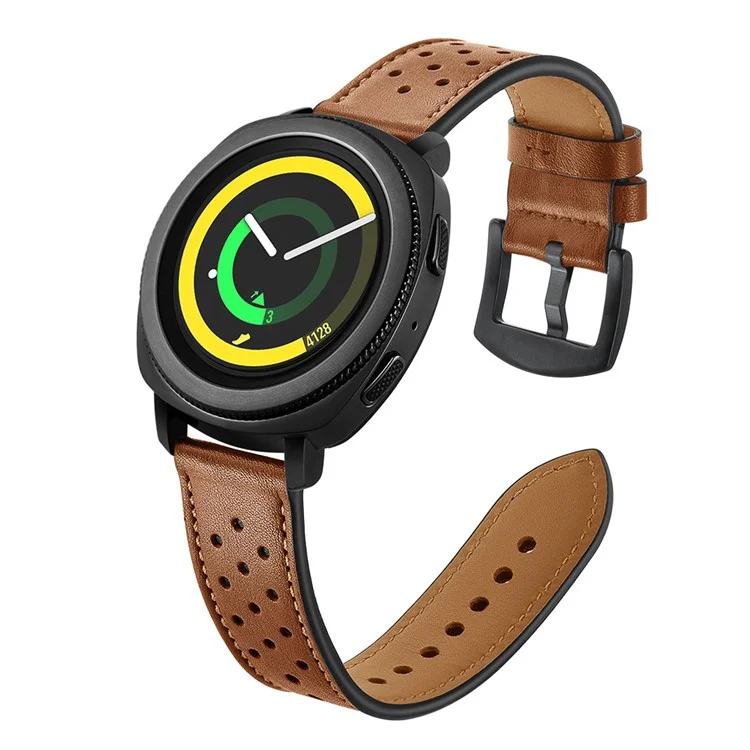 20 мм Ремешок для смарт-часов из натуральной кожи для Samsung Galaxy Watch4 Classic 46 мм 42 мм/Galaxy Watch4 44 мм 40 мм/Gear Sport S4 - коричневый