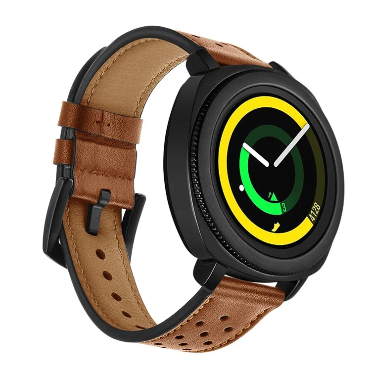 20 мм Ремешок для смарт-часов из натуральной кожи для Samsung Galaxy Watch4 Classic 46 мм 42 мм/Galaxy Watch4 44 мм 40 мм/Gear Sport S4 - коричневый