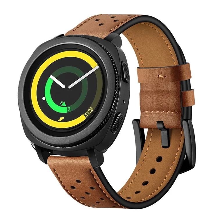 20 мм Ремешок для смарт-часов из натуральной кожи для Samsung Galaxy Watch4 Classic 46 мм 42 мм/Galaxy Watch4 44 мм 40 мм/Gear Sport S4 - коричневый
