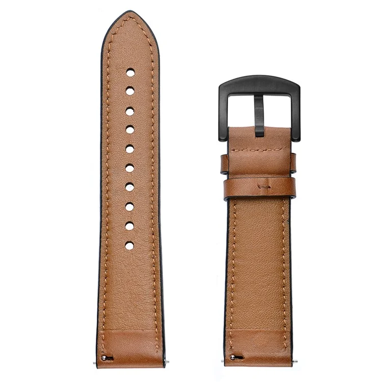 20mm Genuine Leather Coated Smart Watch Replacement Strap for Samsung Galaxy Watch4 Classic 46mm 42mm/Galaxy Watch4 44mm 40mm/Gear Sport S4 - Brown