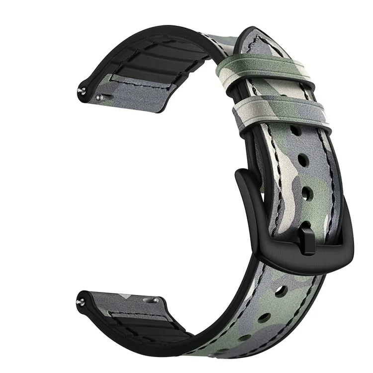 Für Samsung Gear Sport (S4) Silikon-Rindsleder-Armband - Grüne Tarnung.