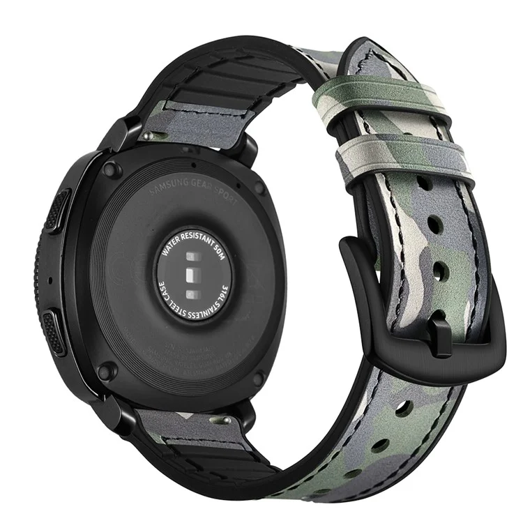 Für Samsung Gear Sport (S4) Silikon-Rindsleder-Armband - Grüne Tarnung.