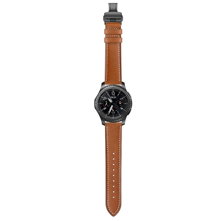 22mm Echter Lederwachgurt Ersatz Für Samsung Gear S3 Classic / Ausrüstung S3 Frontier - Schwarz Braun