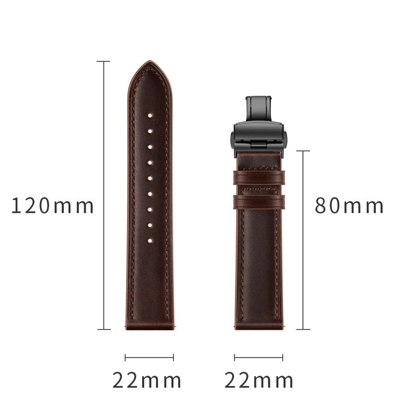 22mm Genuine Leather Watch Strap Replacement for Samsung Gear S3 Classic / Gear S3 Frontier - Black/Coffee