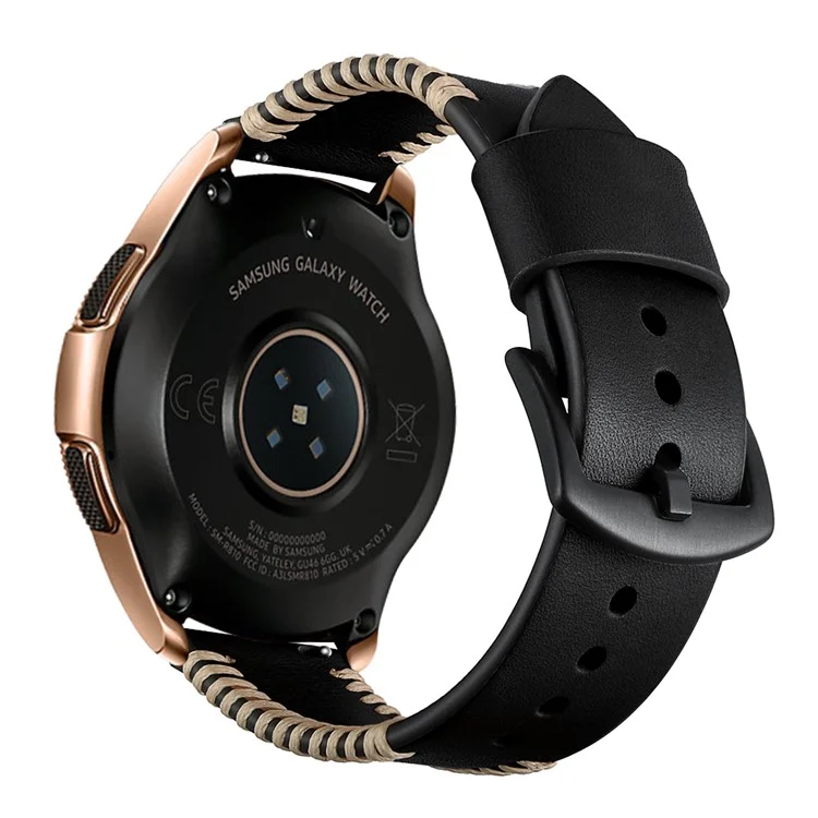 Sangle De Montre Intelligente En Cuir Véritable De 20mm De Porc De 20mm Pour Samsung Galaxy Watch 42mm - Noir