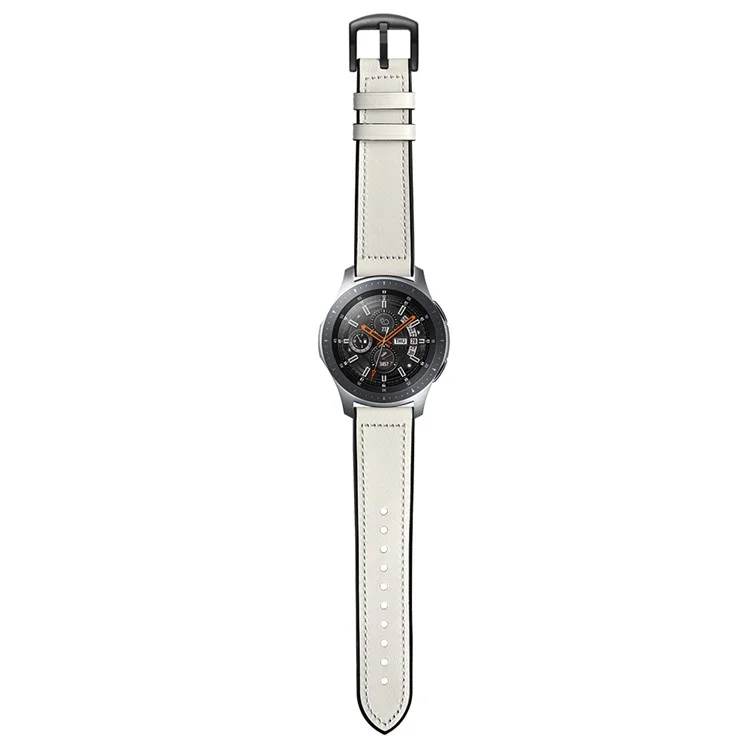 Per Samsung Galaxy Watch 46mm In Pelle Di Vacchetta In Silicone GW-titanio Argento 22mm Cinturino - Bianca